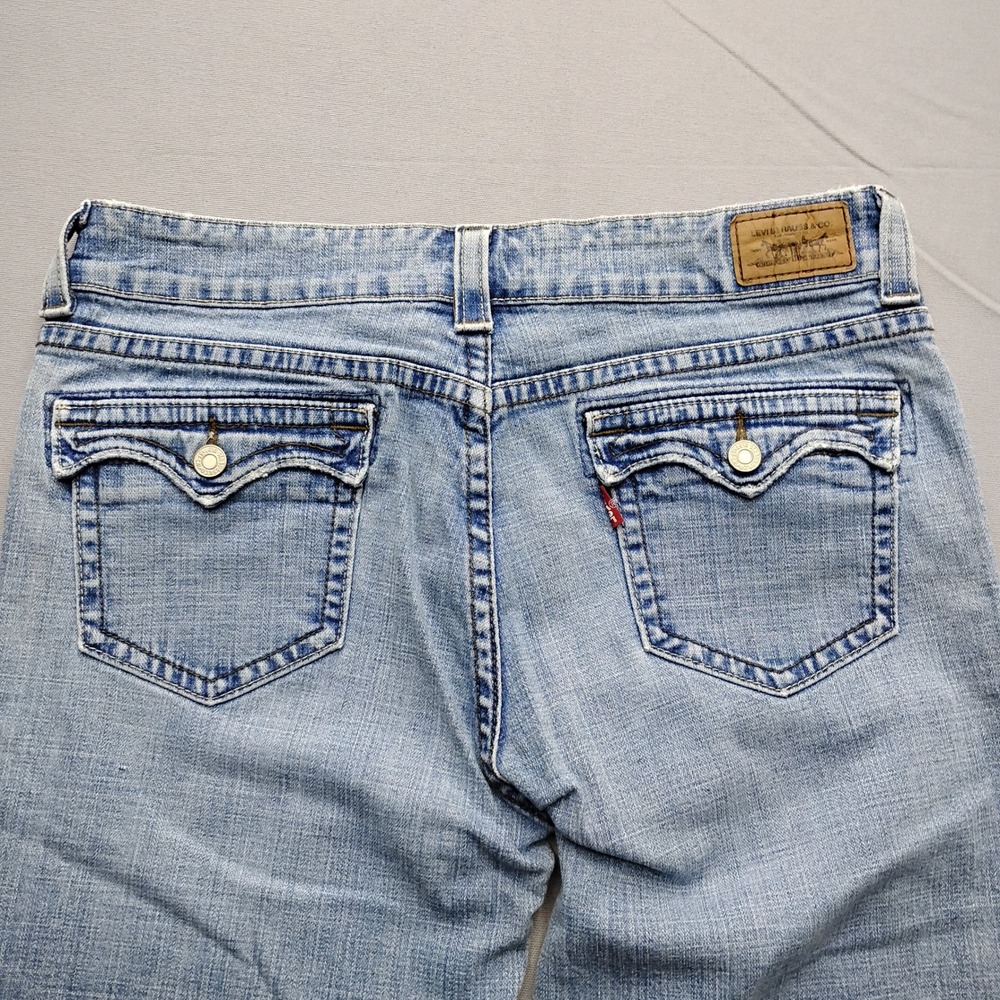 Levis 515 Flare Jeans Womens 14PM Light Wash Denim Mid Rise Petite Stretch 3458 - Picture 9 of 9